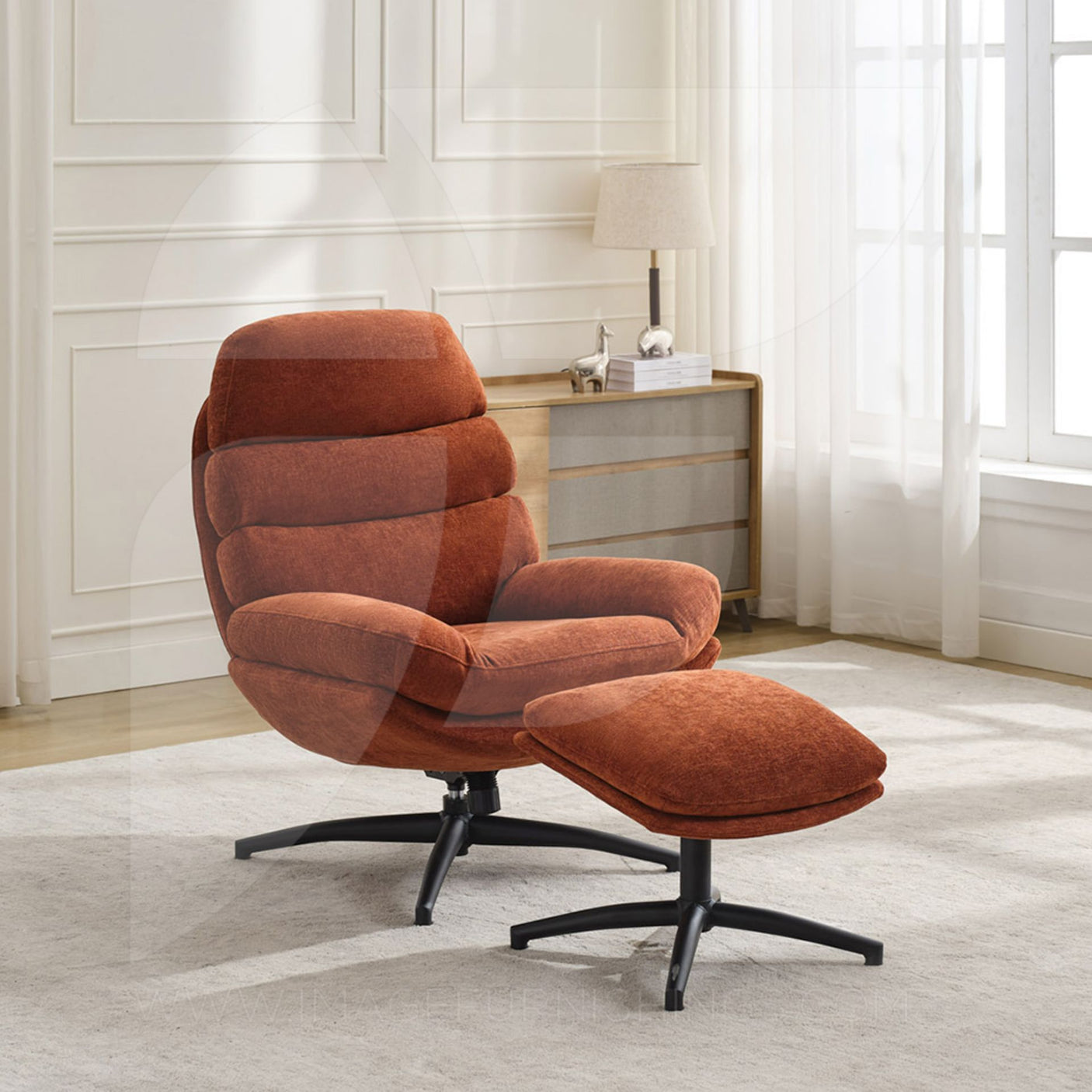 Clark Leisure Chair w/Footstool Rust - Default - JFR19039C
