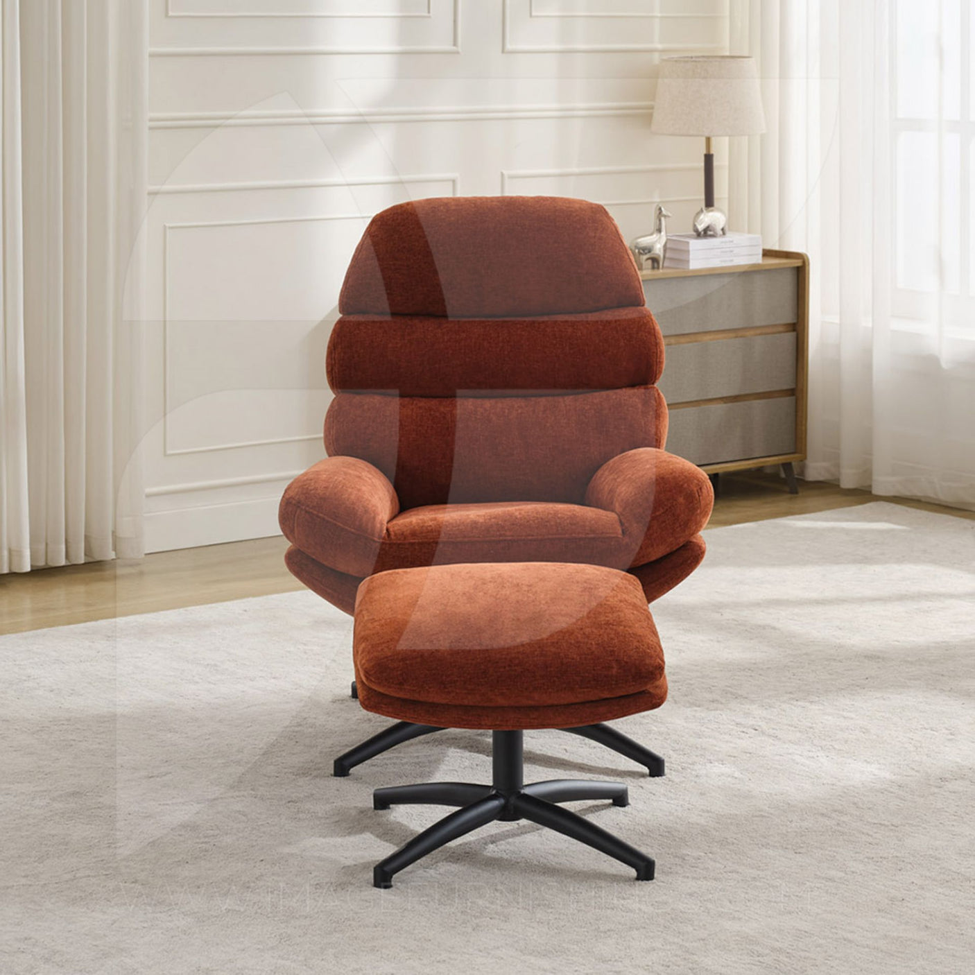 Clark Leisure Chair w/Footstool Rust - Default - JFR19039C