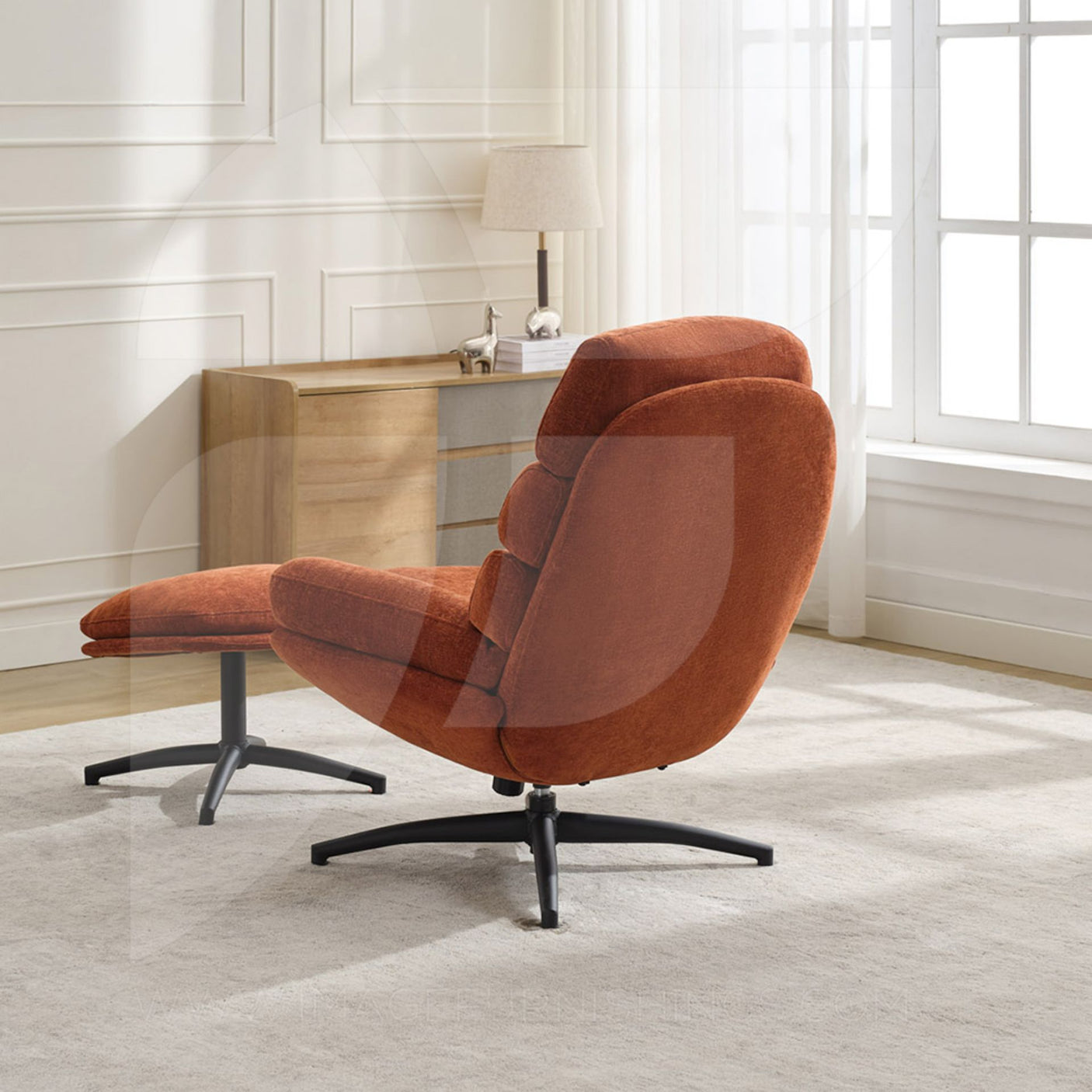 Clark Leisure Chair w/Footstool Rust - Default - JFR19039C