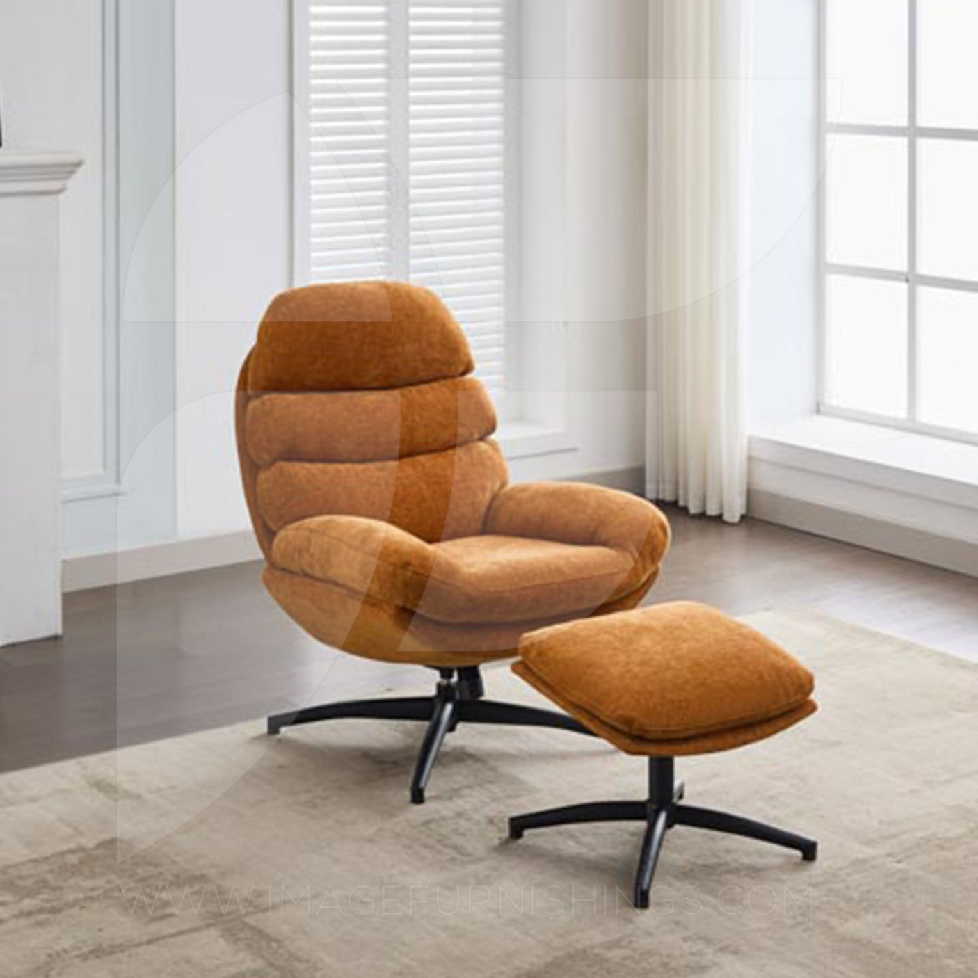 Clark Leisure Chair w/Footstool Gold - Default - JFR19039C_002