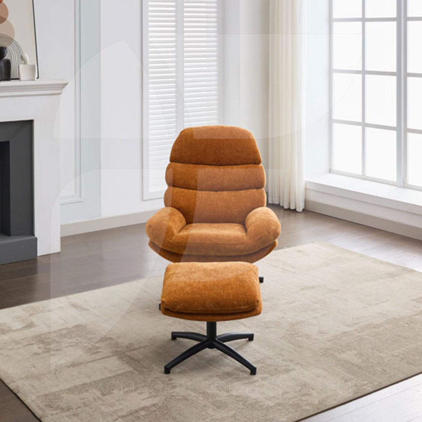 Clark Leisure Chair w/Footstool Gold - Default - JFR19039C_002