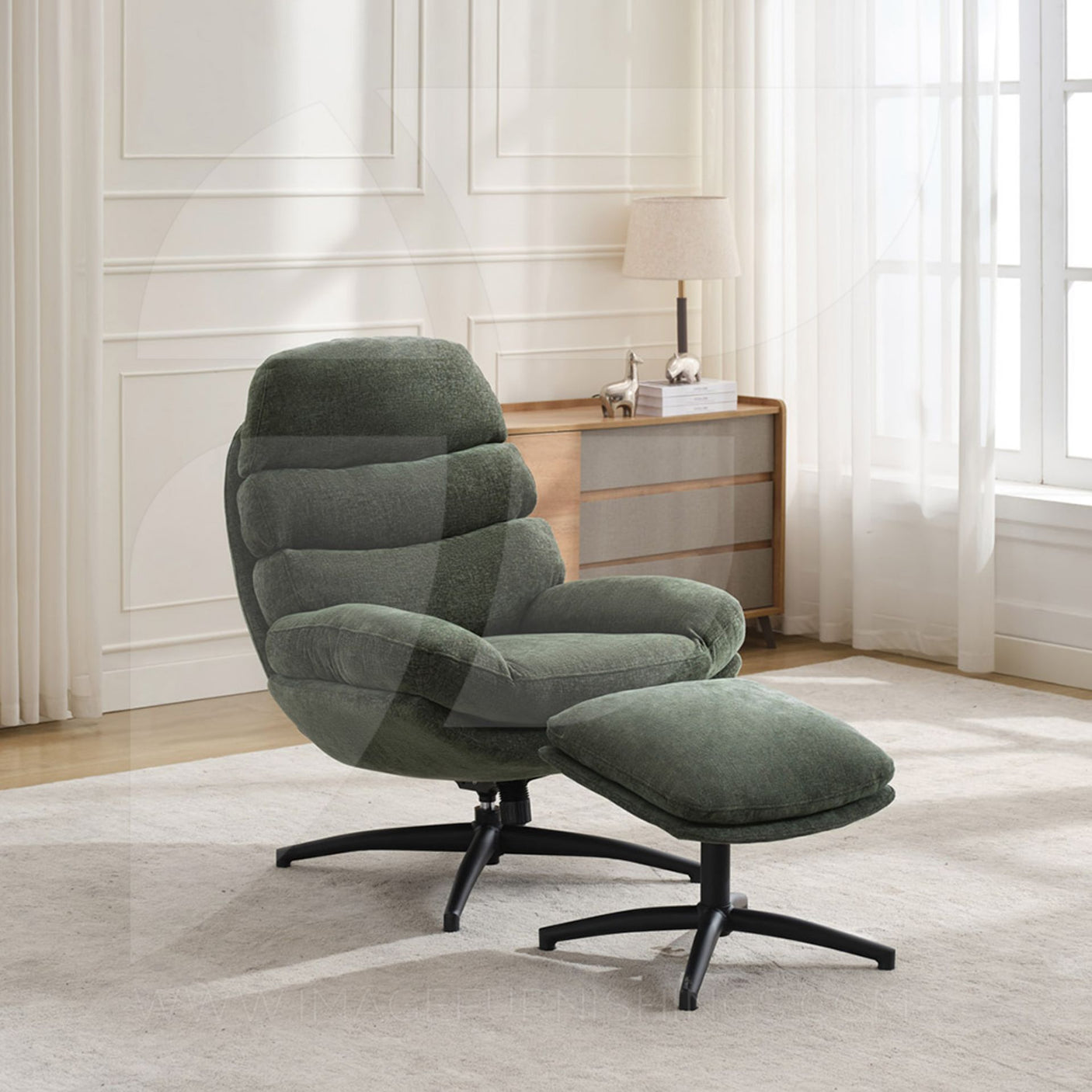Clark Leisure Chair w/Footstool Winter Moss - Default - JFR19039C_003