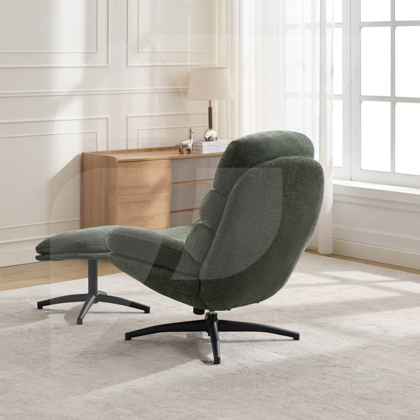 Clark Leisure Chair w/Footstool Winter Moss - Default - JFR19039C_003