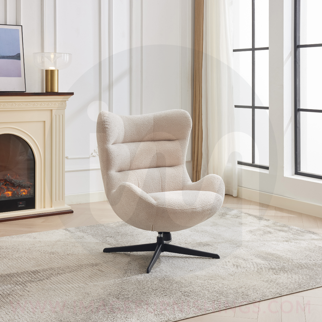 Jazz Occasional Swivel Chair (Black Base) - Linen - Default - FS77-1-BL_004