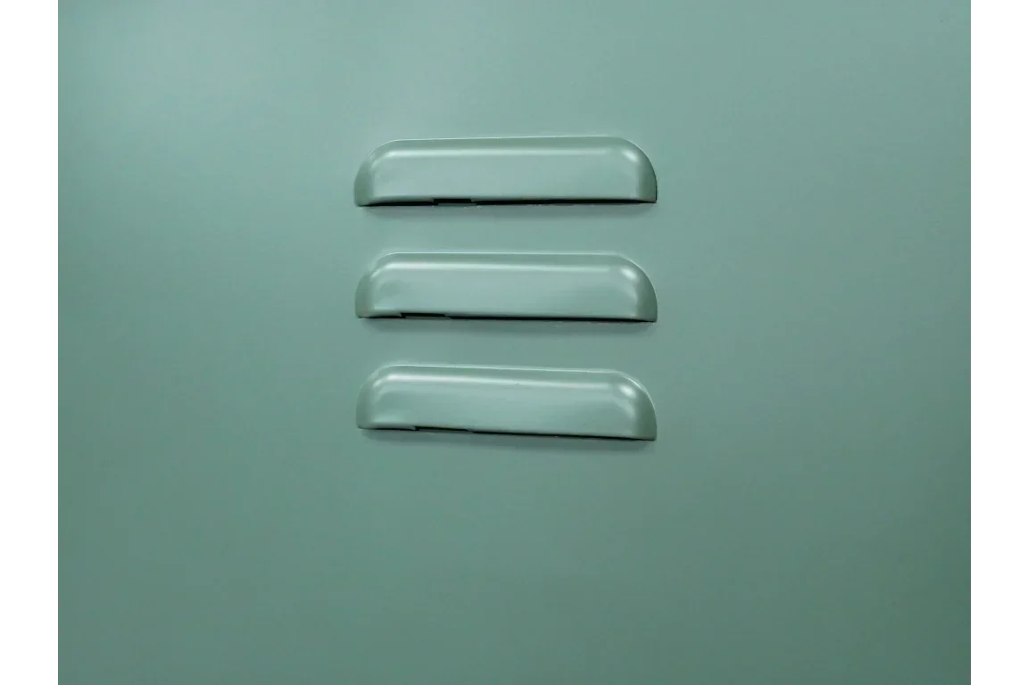 Metal locker door with three horizontal ventilation slots