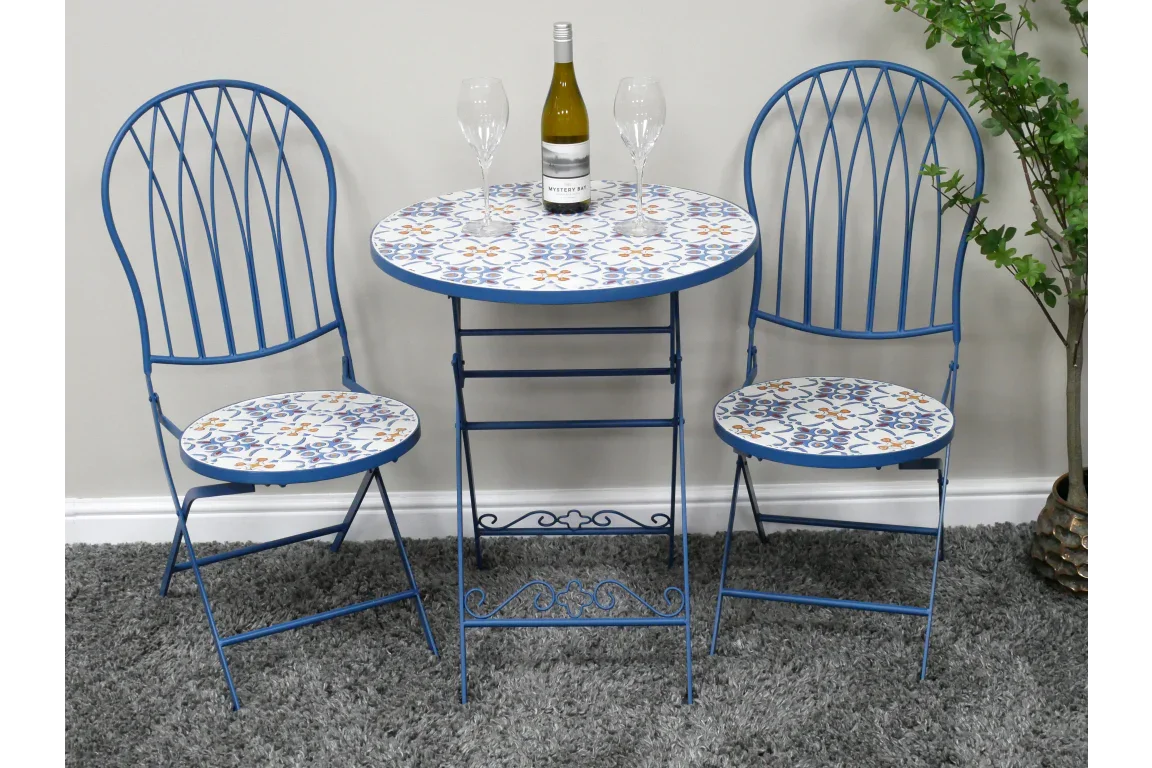 Mosaic Table & Two Chairs - Blue - 10919