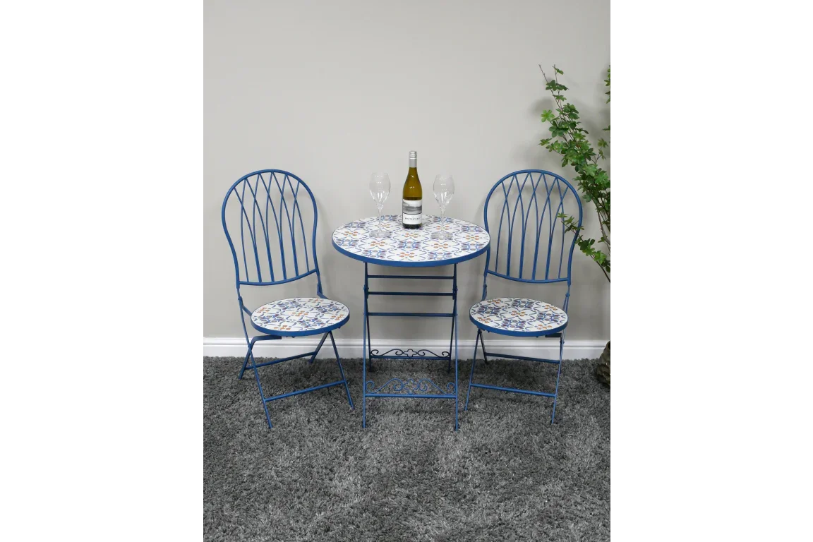 Mosaic Table & Two Chairs - Blue - 10919