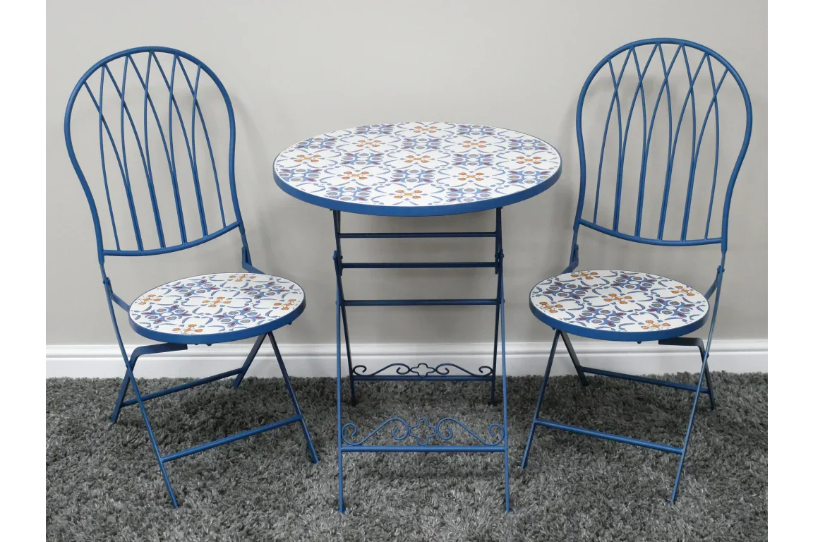 Mosaic Table & Two Chairs - Blue - 10919