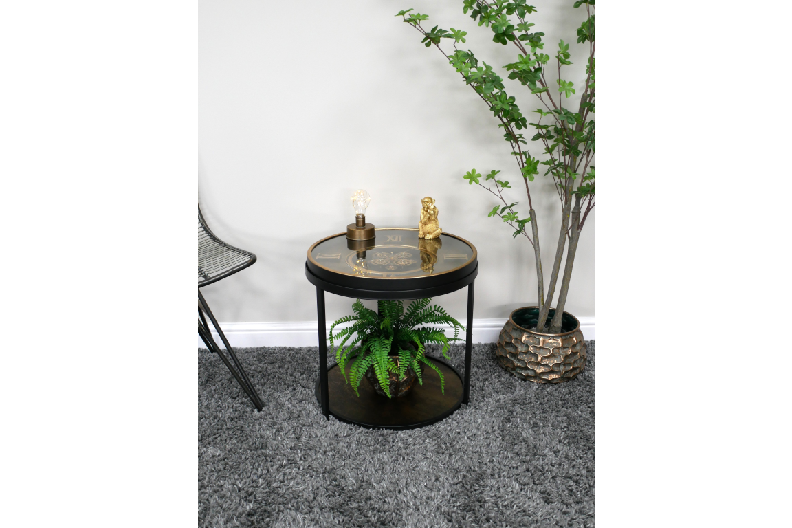 Clock With Cogs Side Table - 10987