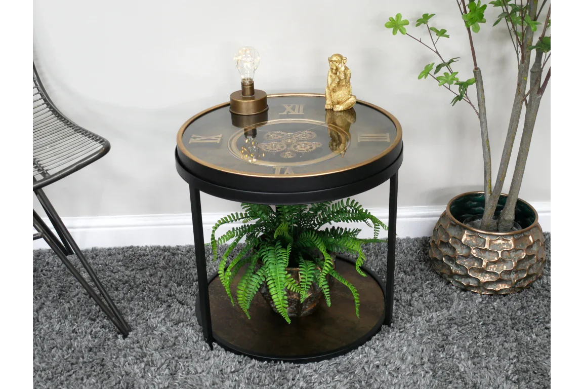 Clock With Cogs Side Table - 10987