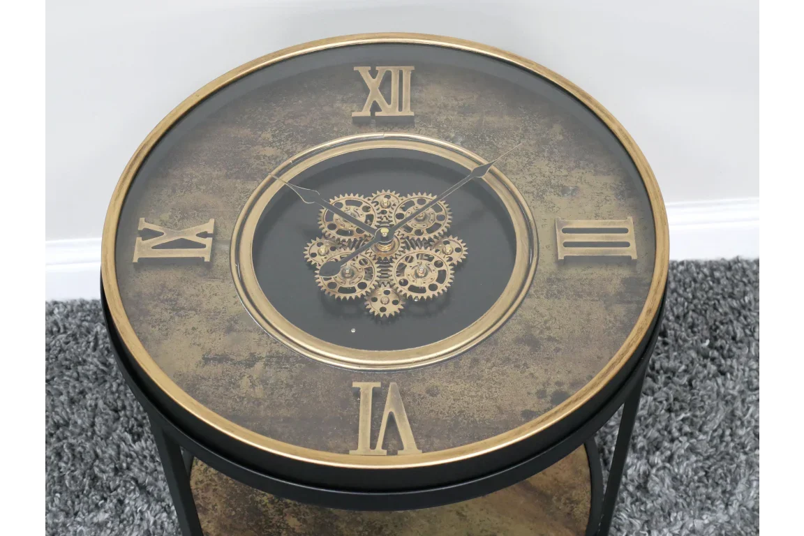 Clock With Cogs Side Table - 10987