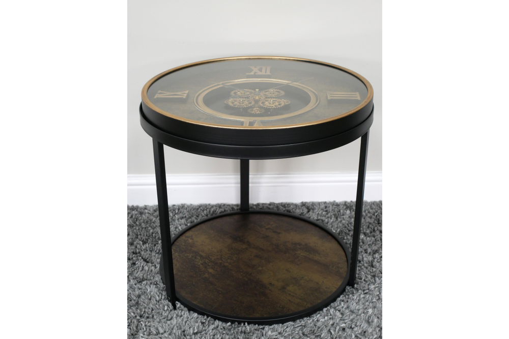 Clock With Cogs Side Table - 10987