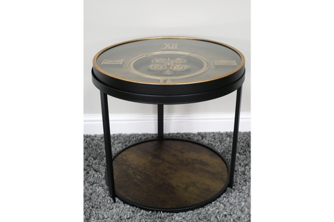 Clock With Cogs Side Table - 10987