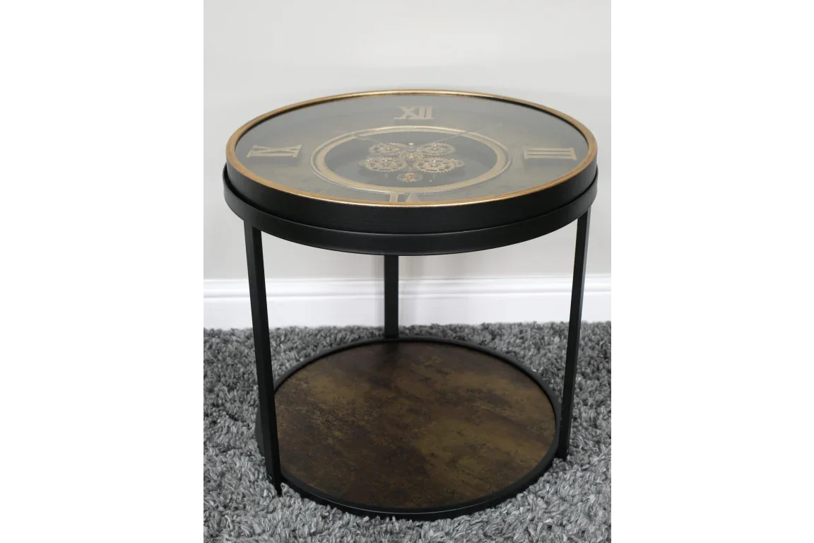 Clock With Cogs Side Table - 10987