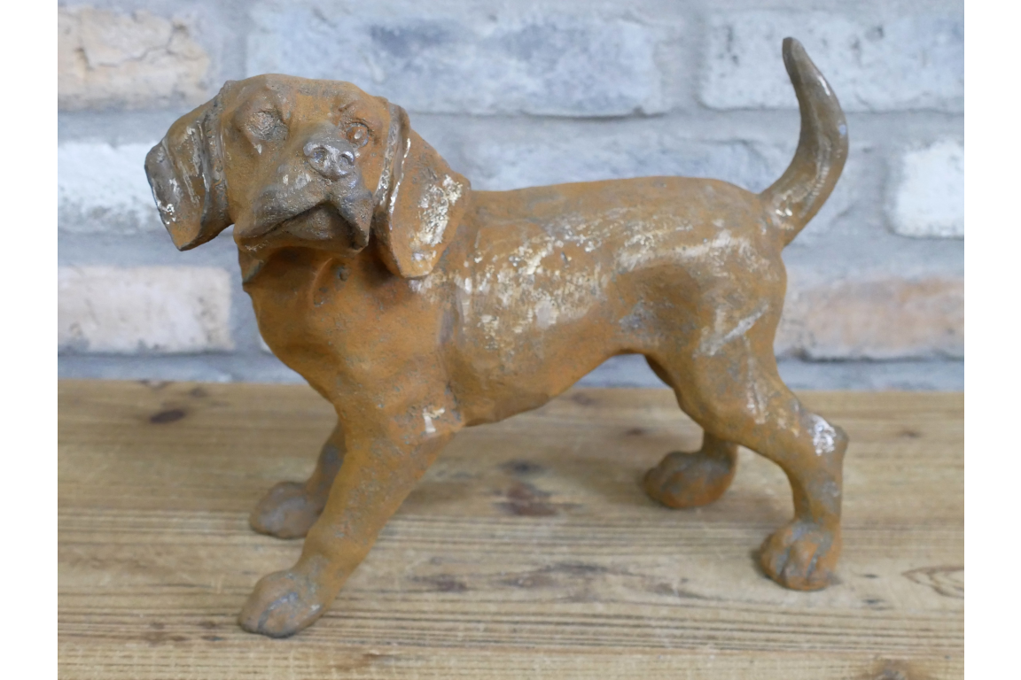 Small Cast Iron Rusty Dog (Tail Up) - 11215