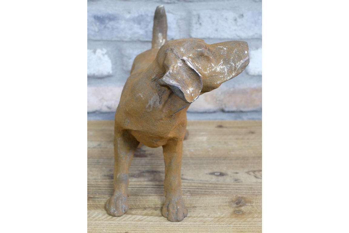 Small Cast Iron Rusty Dog (Tail Up) - 11215