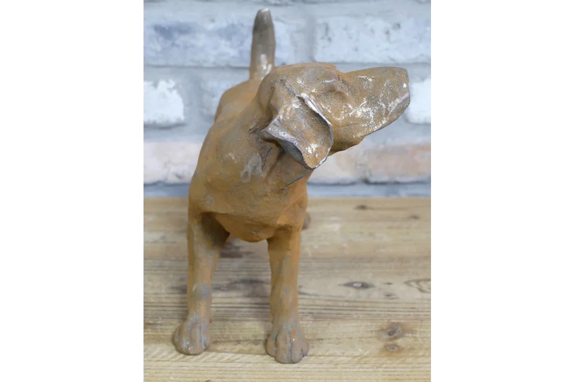 Small Cast Iron Rusty Dog (Tail Up) - 11215
