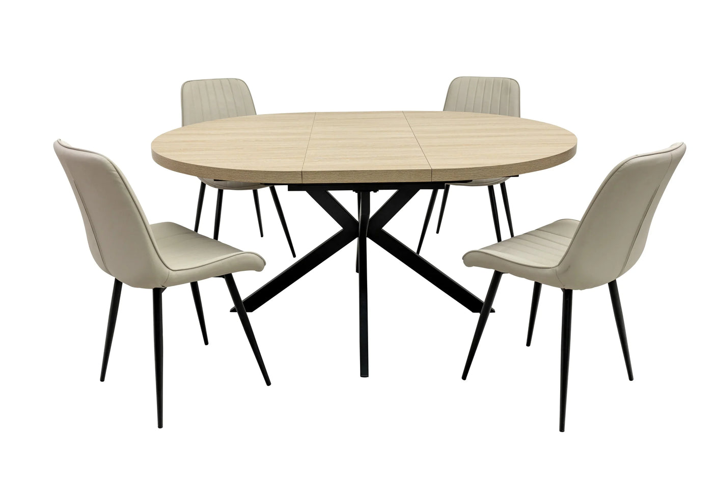 Light Oak Round Extending Dining Table - 1.2m to 1.6m Capacity