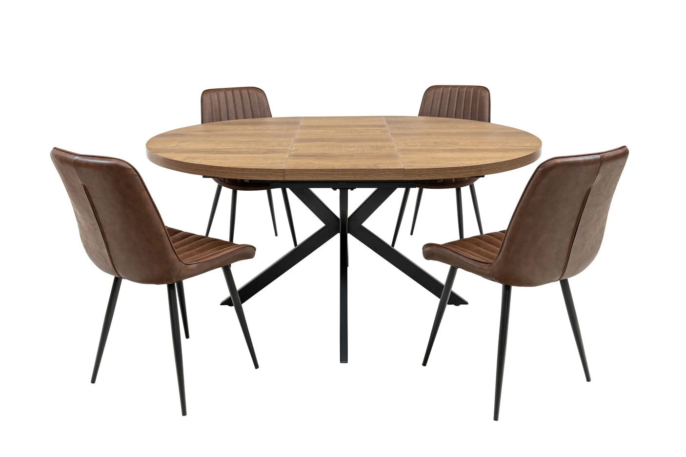 Dark Oak Round Extending Dining Table - 1.2m to 1.6m Capacity