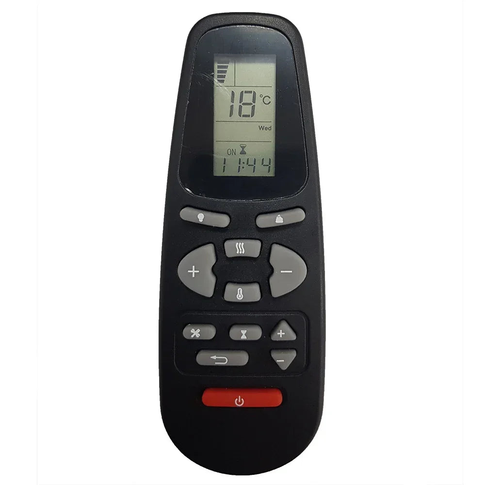 Black adjustable recliner remote control with LCD display and grey function buttons