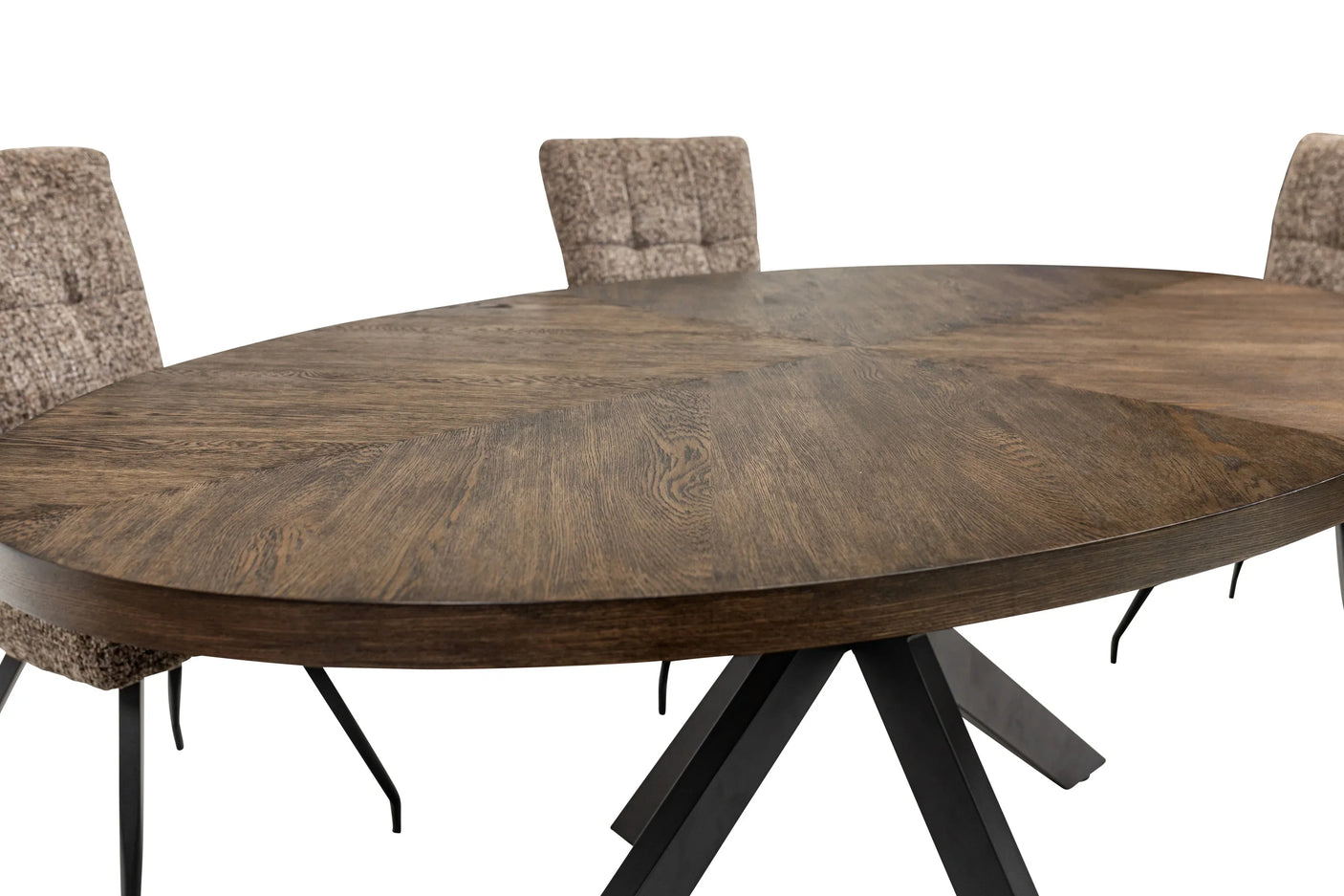 Elegant 1.8m Oval Dining Table in Dark Oak Veneer for Stylish Dining