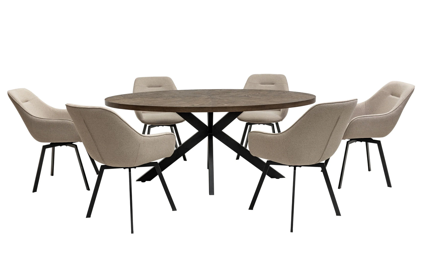 Elegant 1.8m Oval Dining Table in Dark Oak Veneer for Stylish Dining