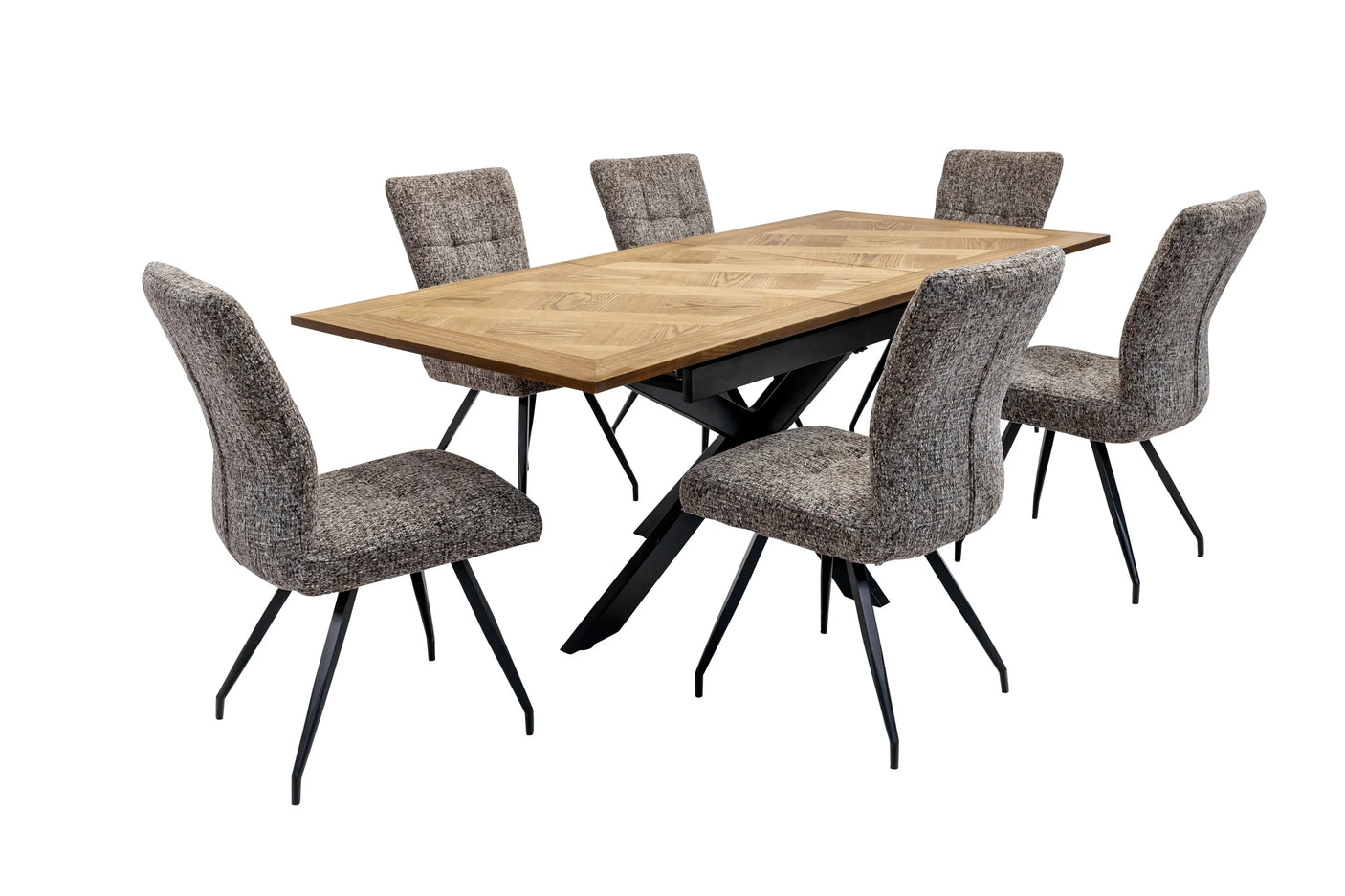 Medium Oak Veneer 1.6m Extending Dining Table with 0.4m Leaf