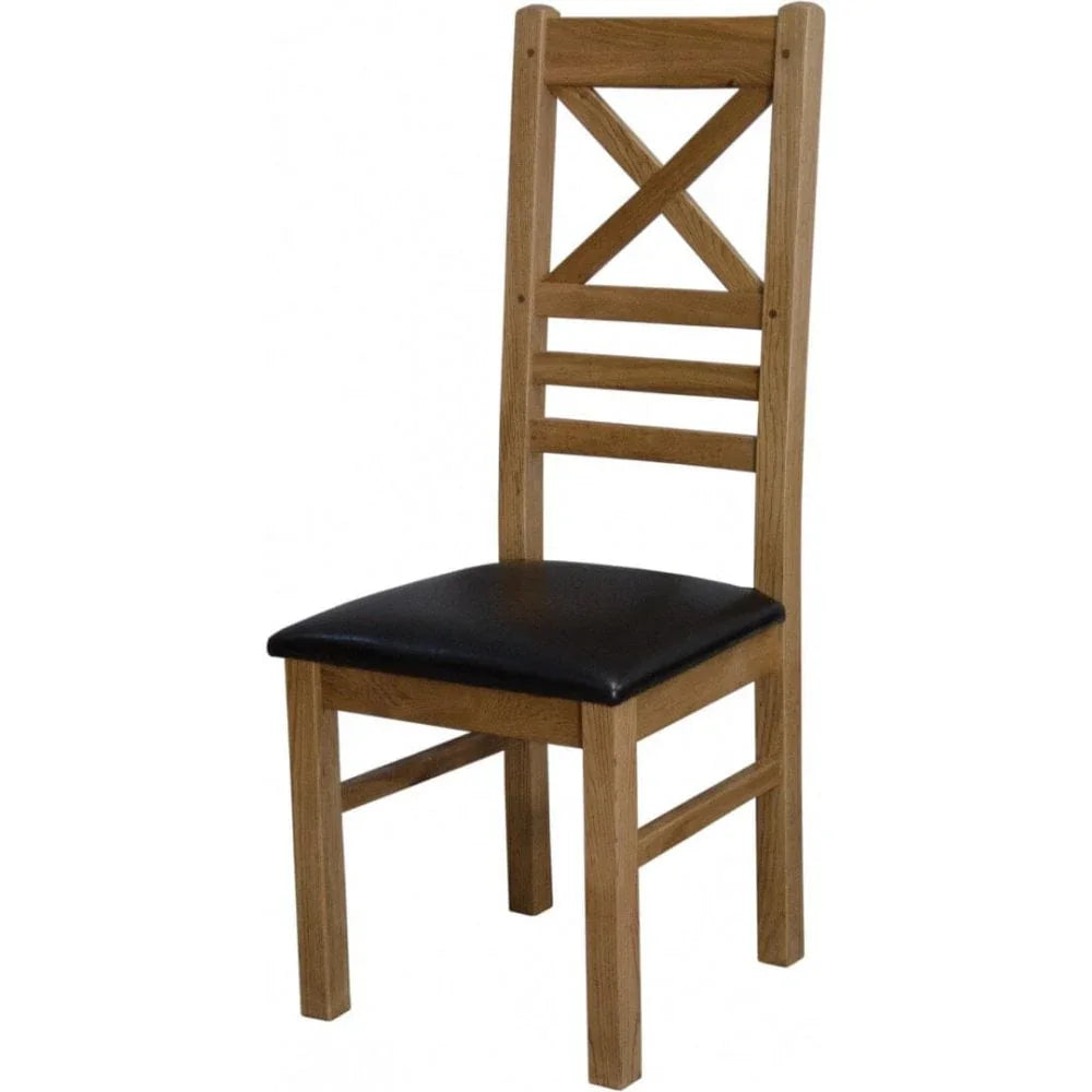 Buy wooden dining chair with black padded seat online, oak kitchen chair for sale