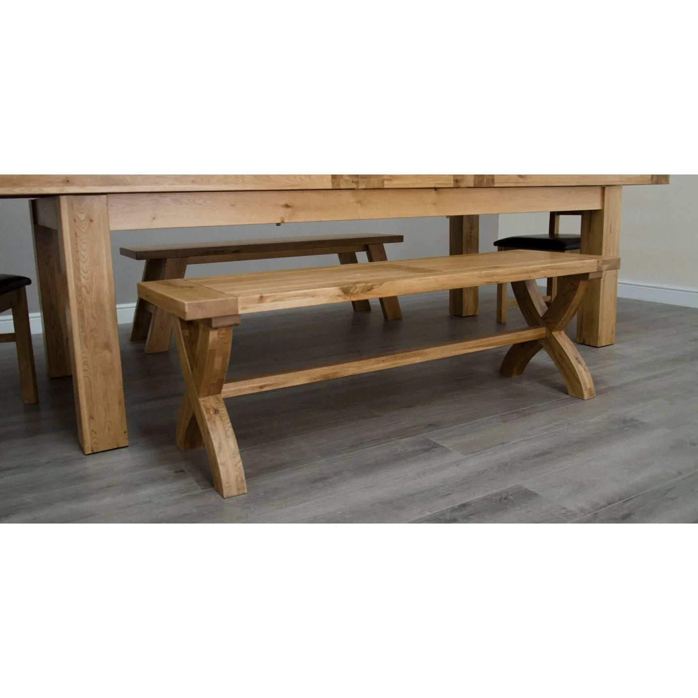Buy solid wood dining bench online, rustic oak furniture, wooden kitchen bench seating