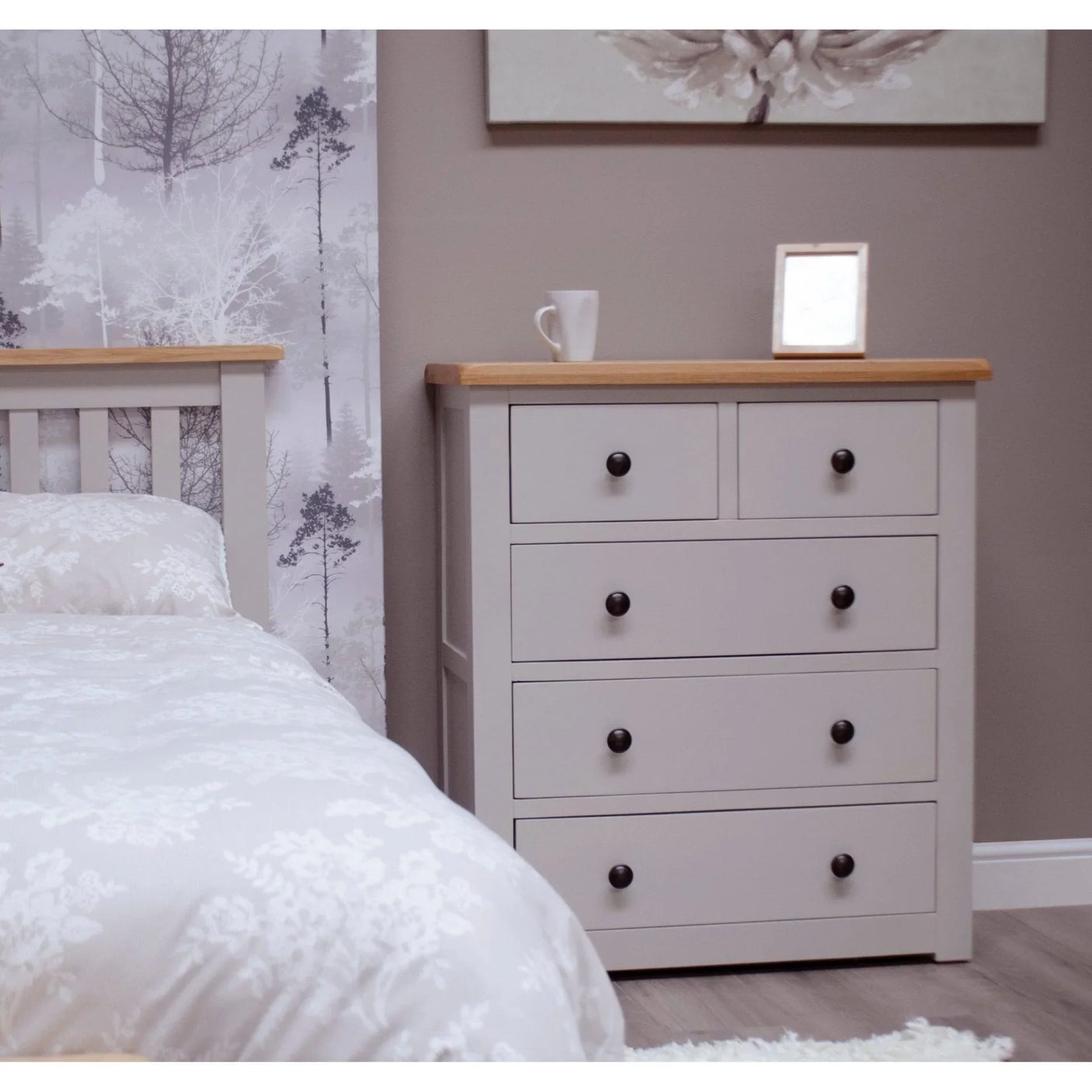 Buy grey wooden chest of drawers online, modern bedroom furniture, bedside storage unit