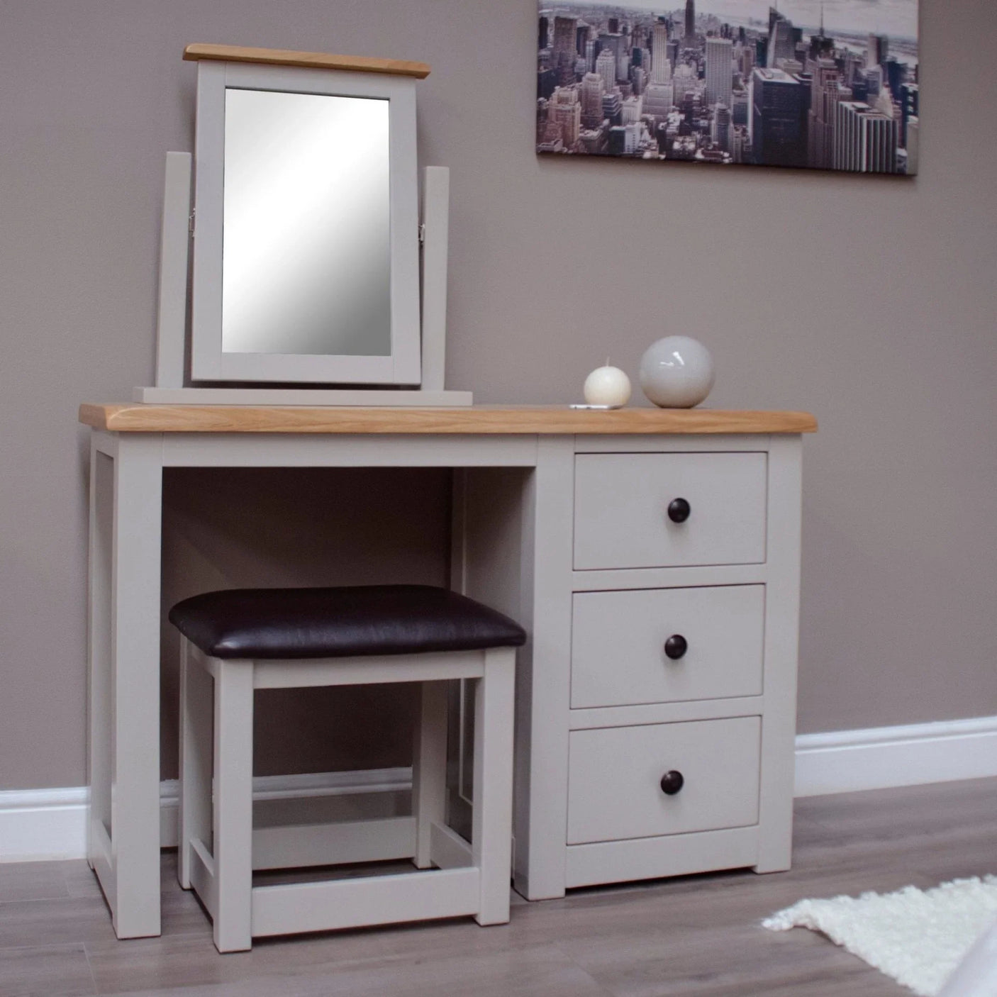 Buy dressing table set with mirror and stool online, modern vanity desk with storage drawers