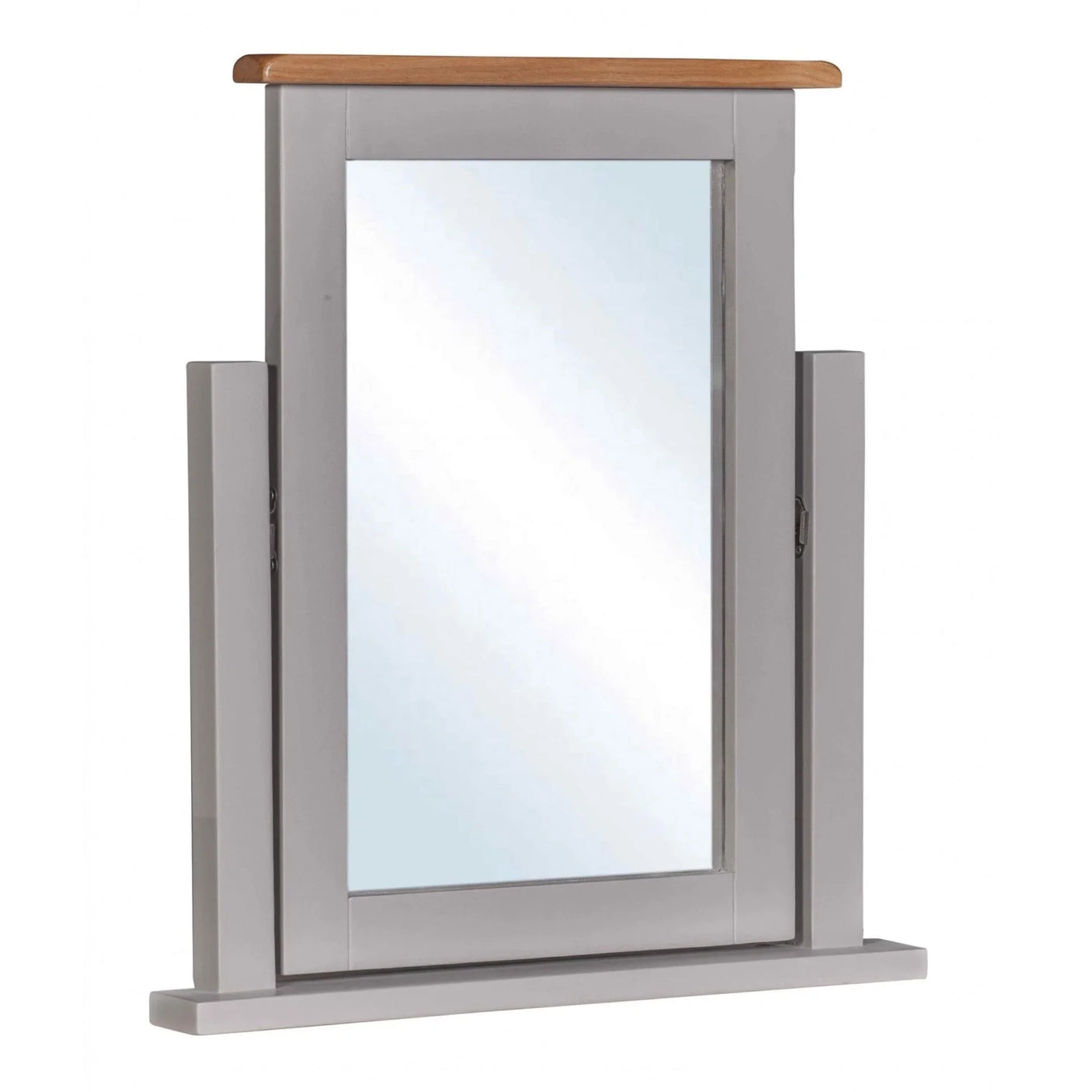 Buy grey wooden dressing table mirror with oak top online, modern bedroom vanity mirror