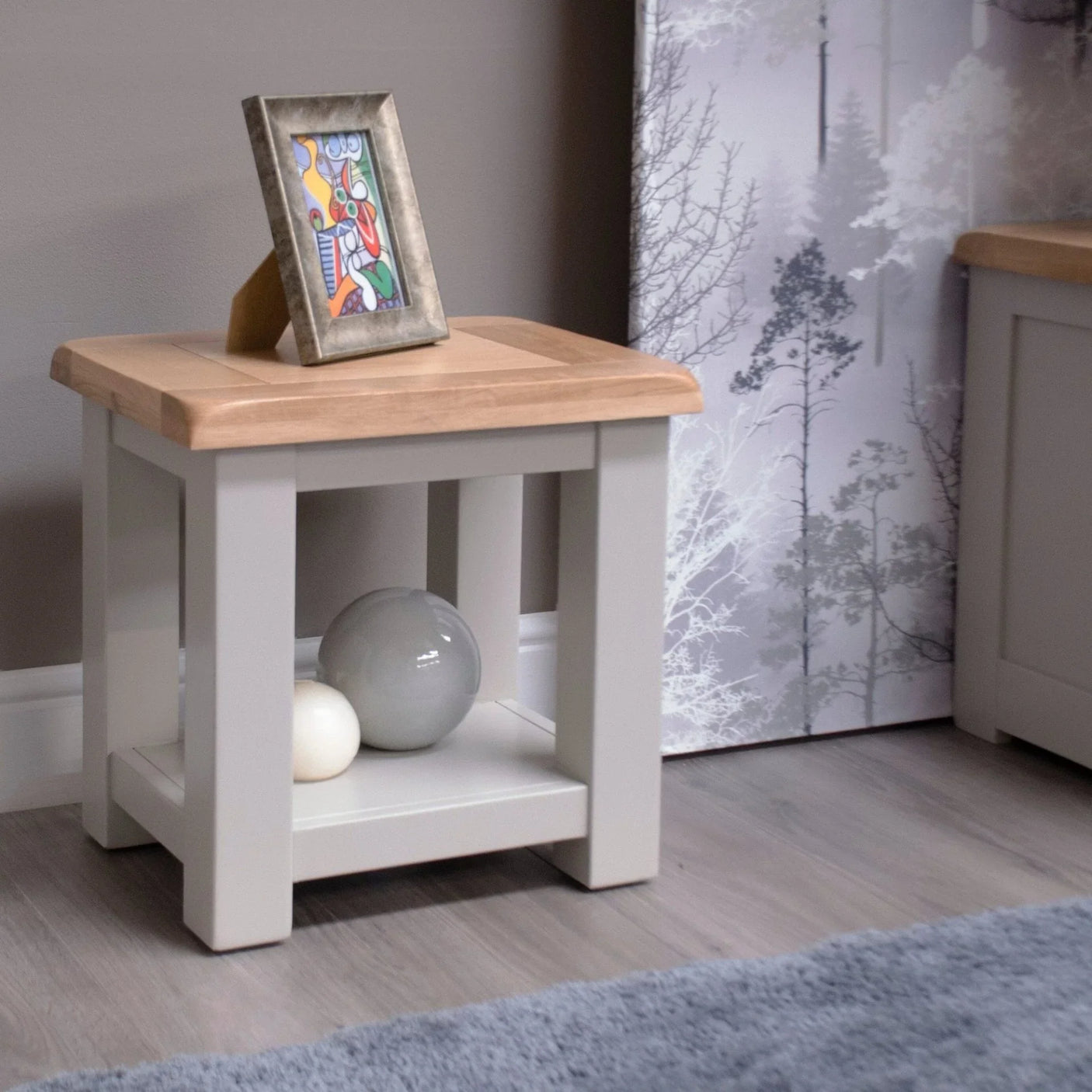 Buy oak side table online, modern small lamp table for living room, wood furniture decor