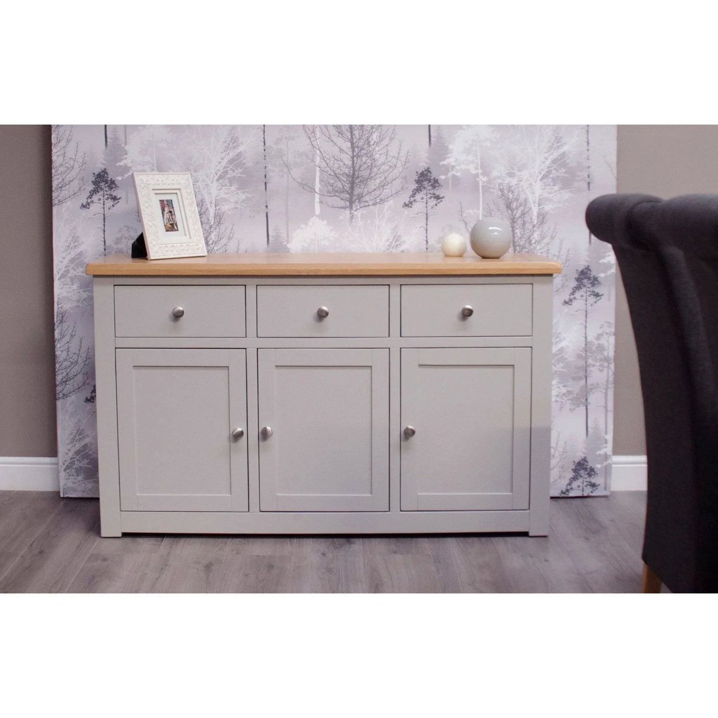 Buy grey sideboard cabinet online, modern storage unit in living room, contemporary furniture