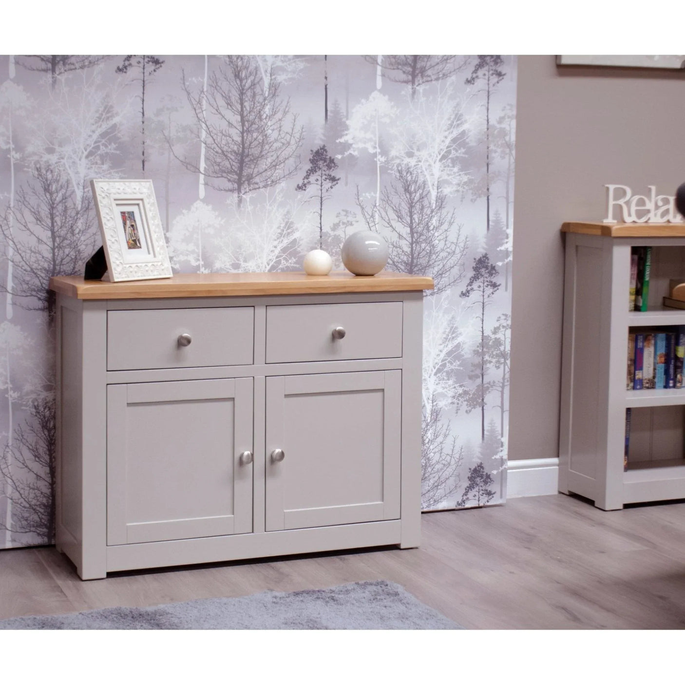 Buy grey sideboard cabinet online, modern wood storage unit, living room furniture decor