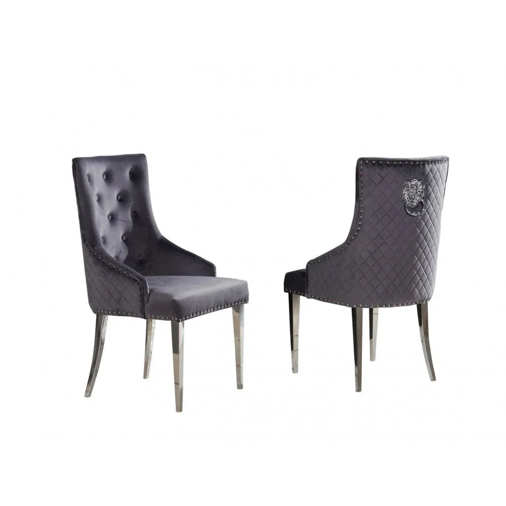 Pair Of Florence Dark Grey Lion Chairs