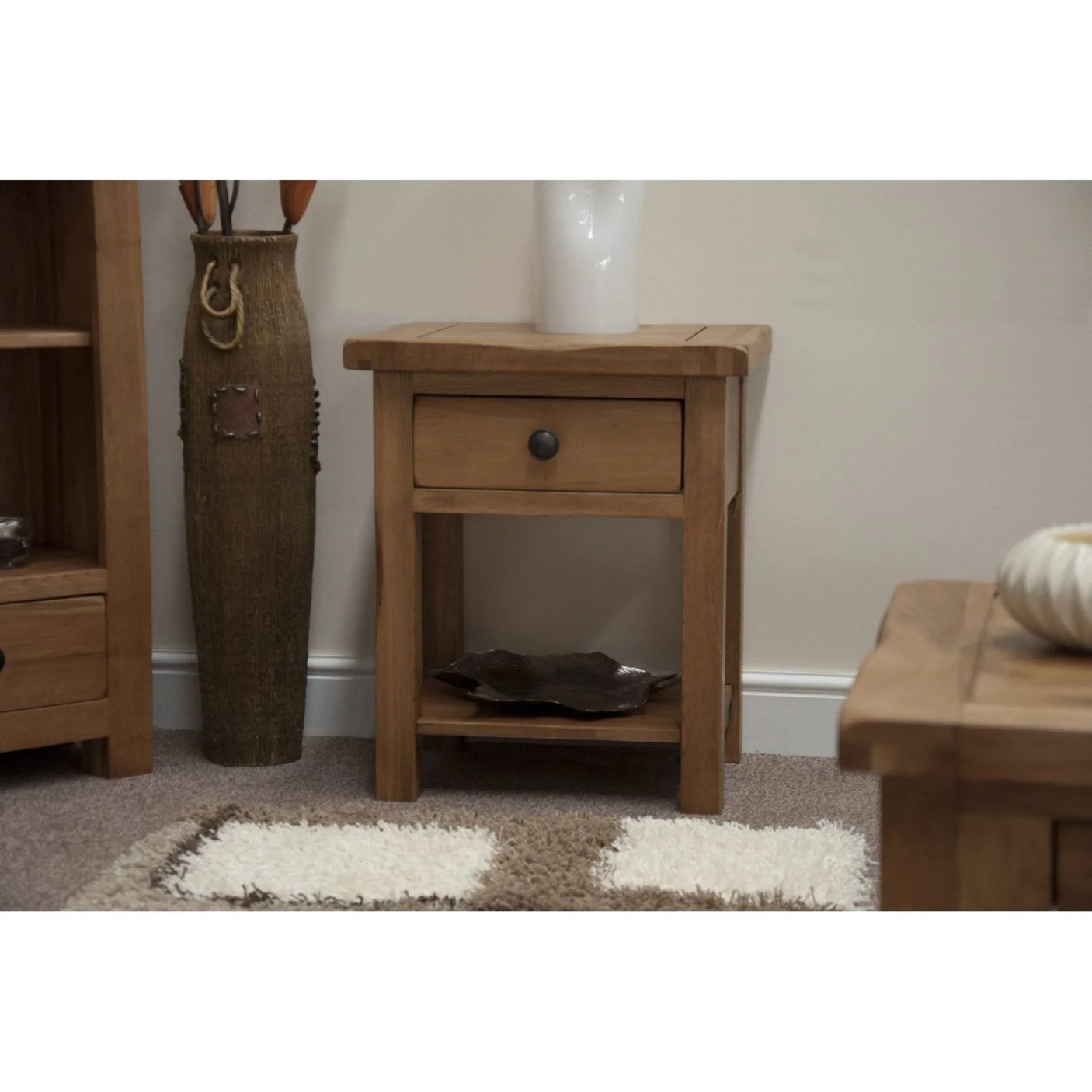 Rustic Oak Lamp/Sofa Table