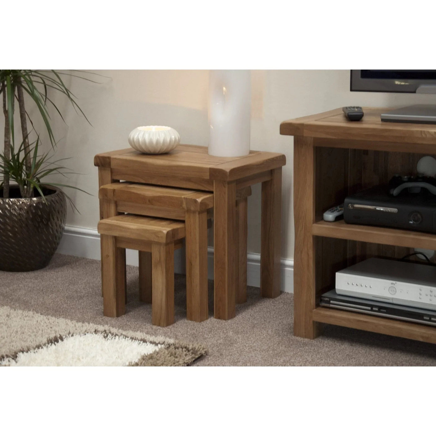 Rustic Oak Nest Of Tables