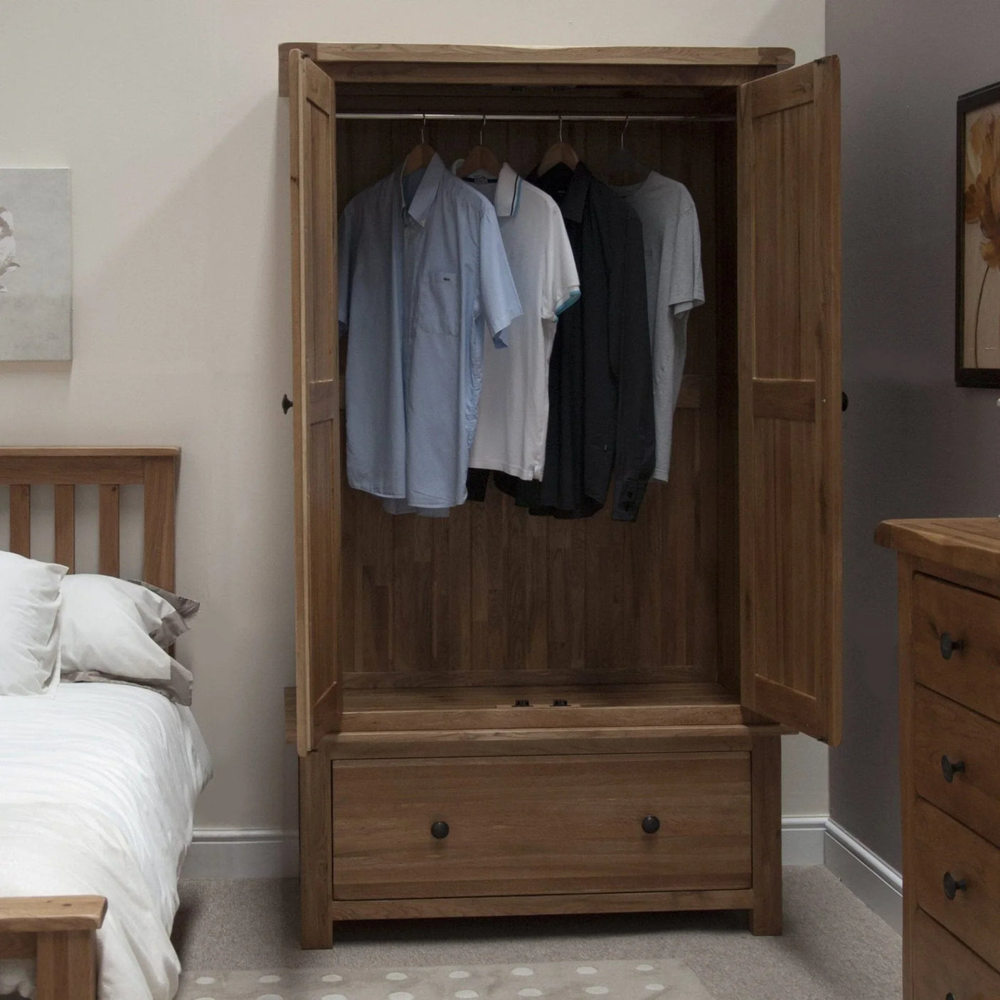 Rustic Oak Gents Wardrobe
