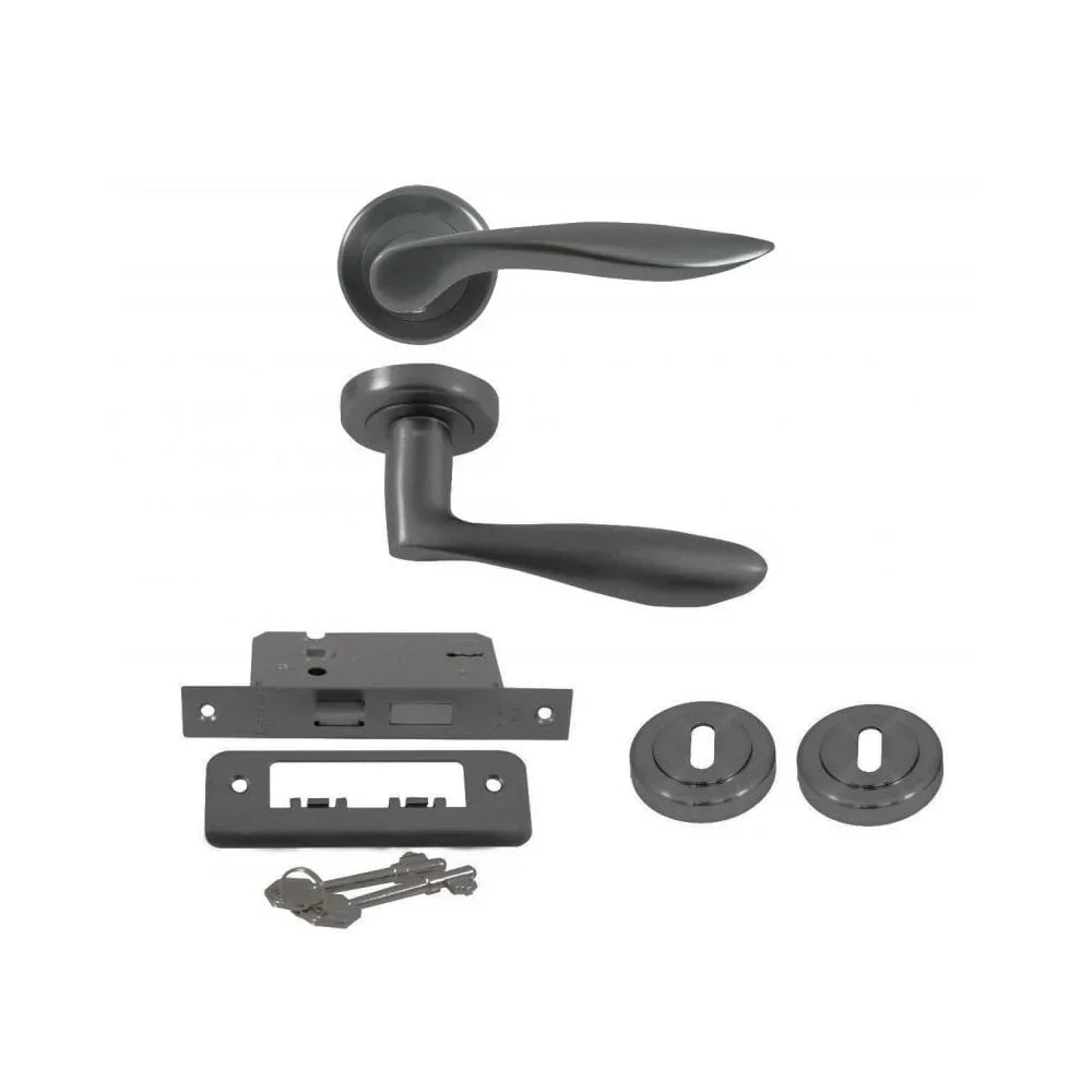 Aran Black Graphite Bathroom Set Lhh026