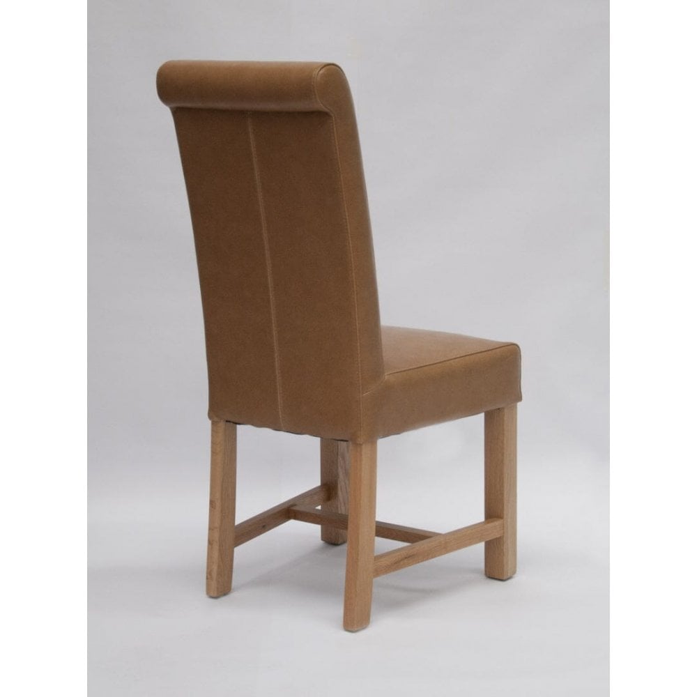 Chunky Scroll Dining Chair Bycast Tan/Oak