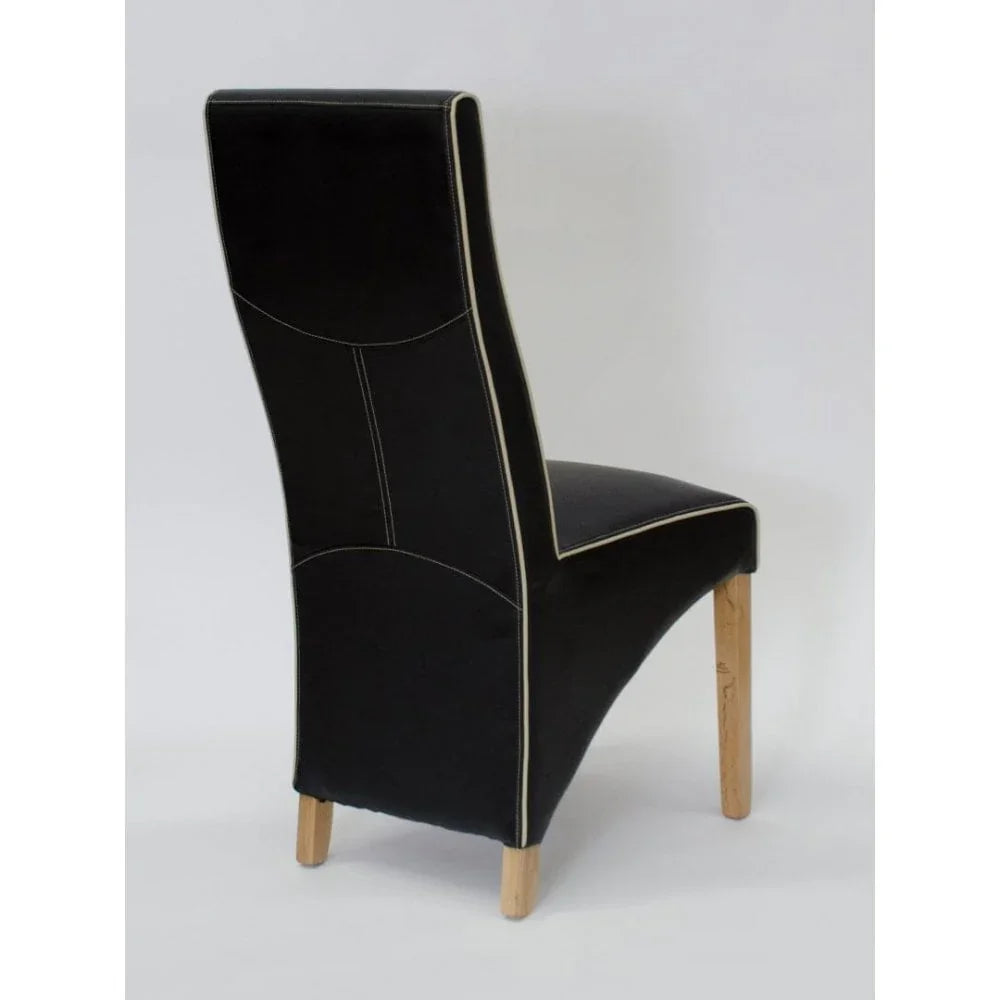 Wave Contrast Piping Dining Chair Noir&Bone