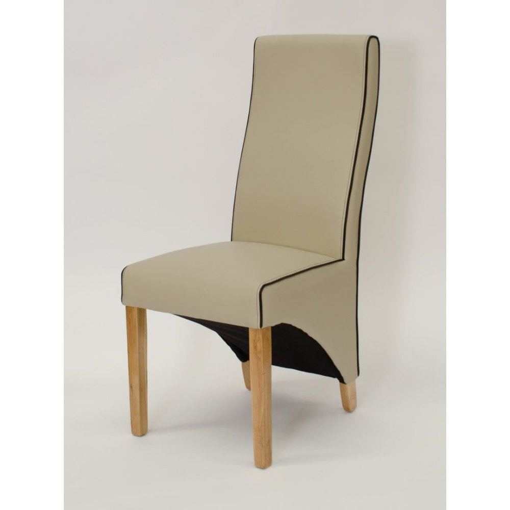 Wave Contrast Piping Dining Chair Bone/Noir
