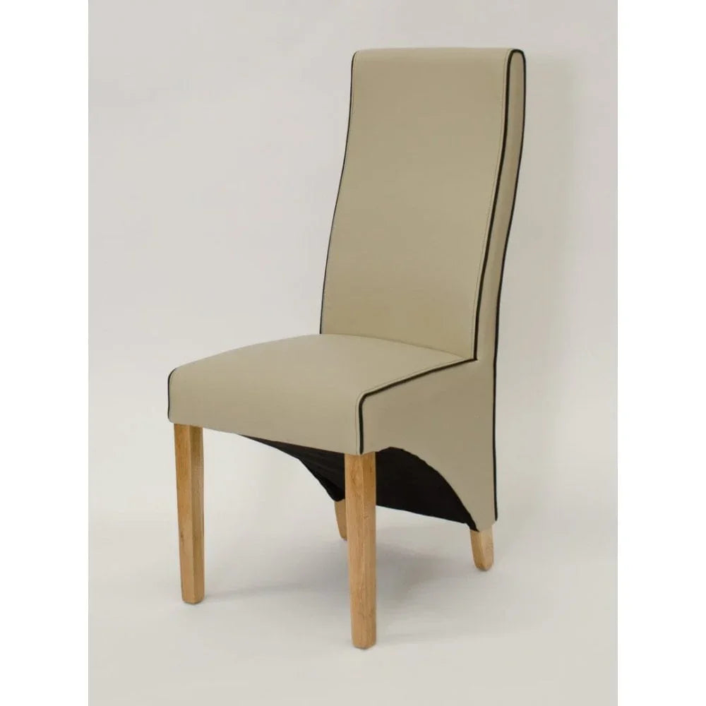 Wave Contrast Piping Dining Chair Bone/Noir