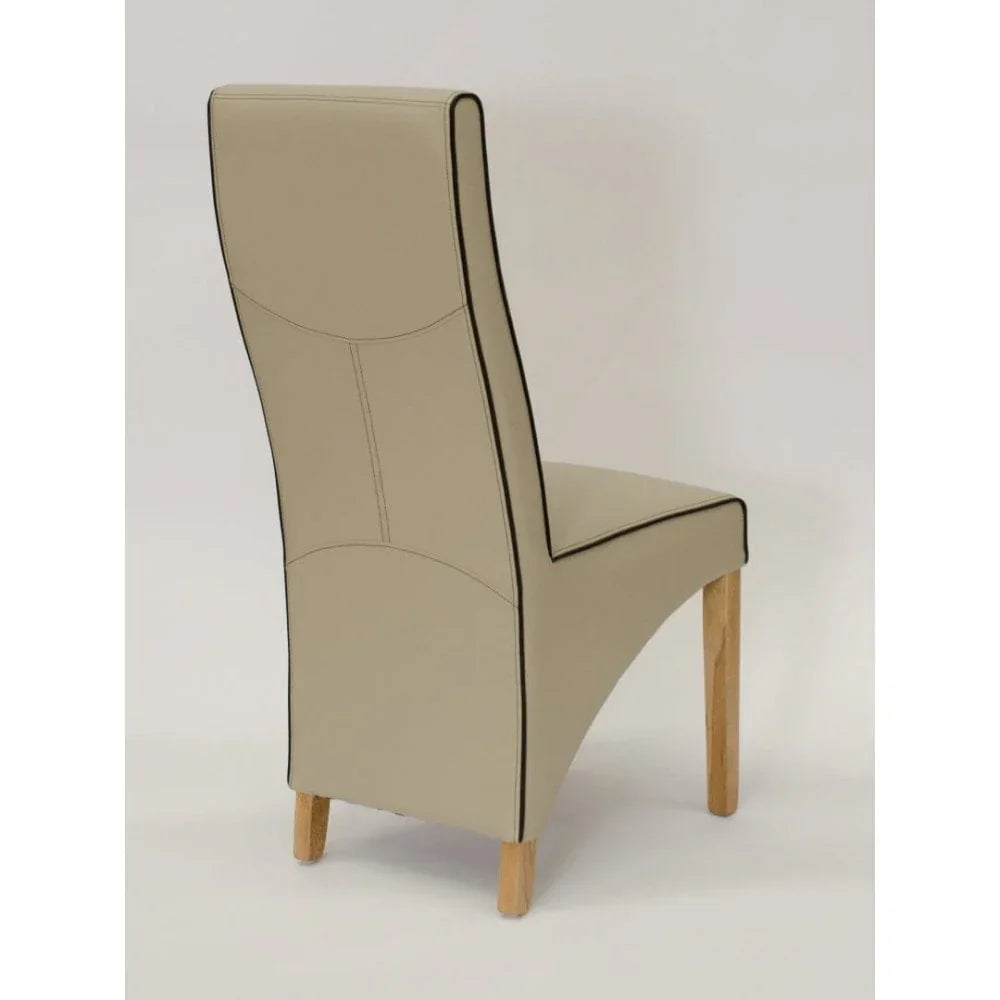 Wave Contrast Piping Dining Chair Bone/Noir