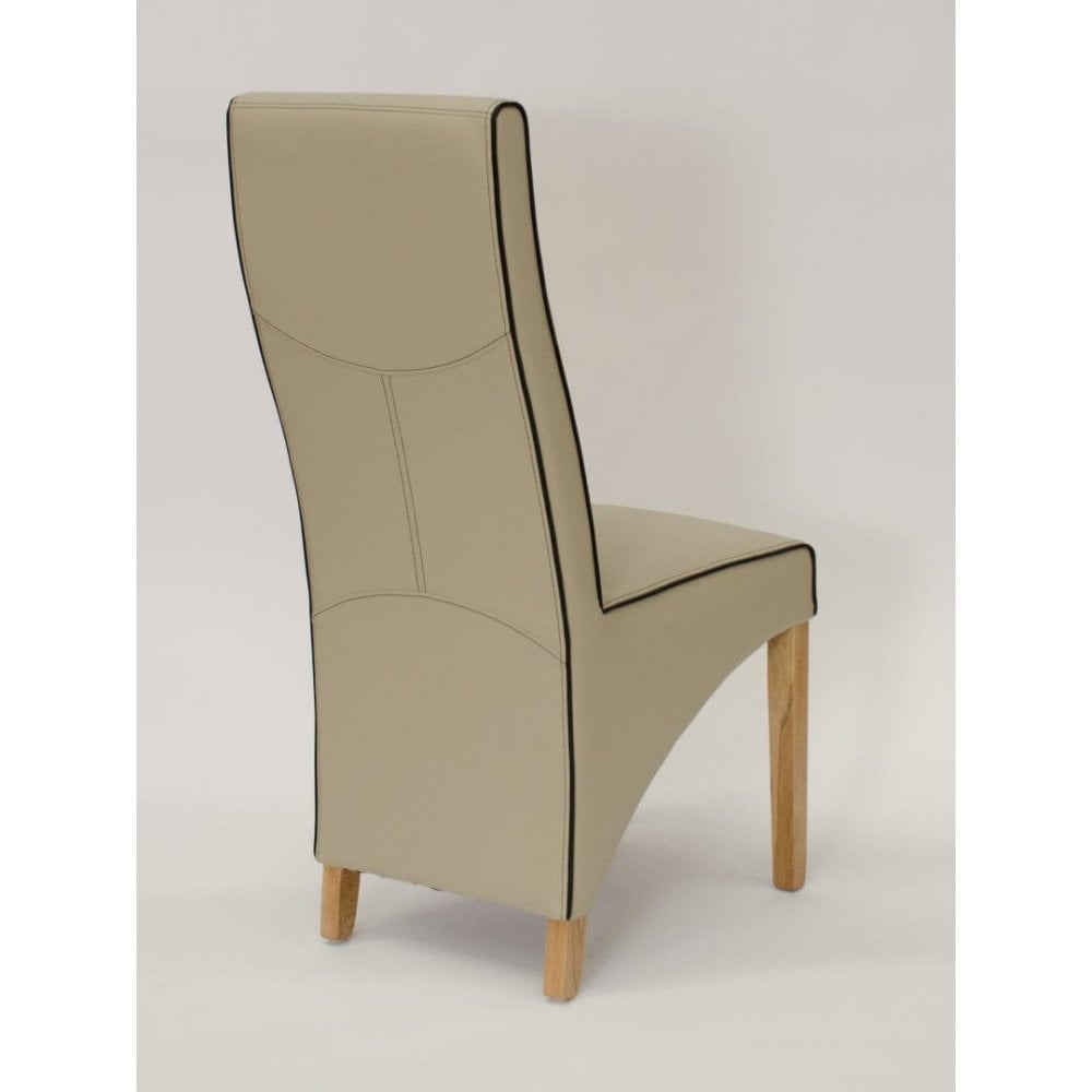 Wave Contrast Piping Dining Chair Bone/Noir