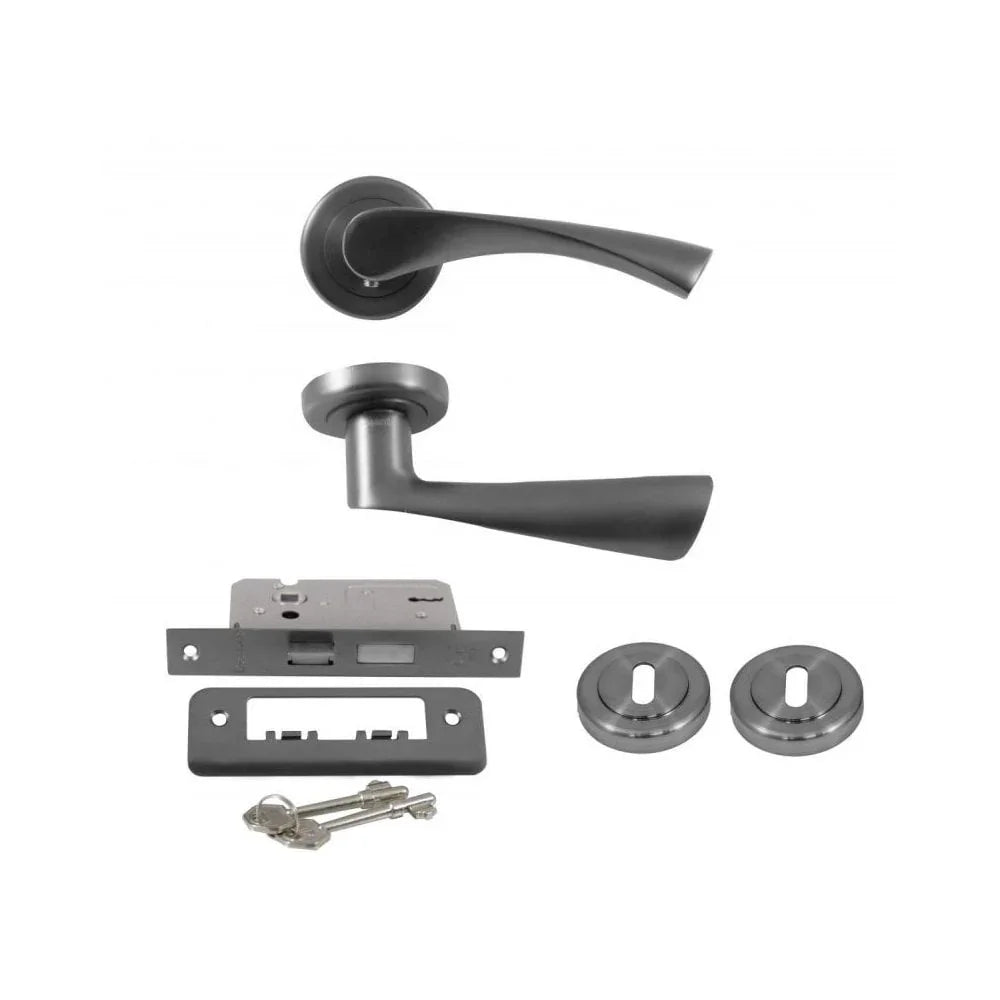 Inishmore Black Graphite Bathroom Set Lhh036