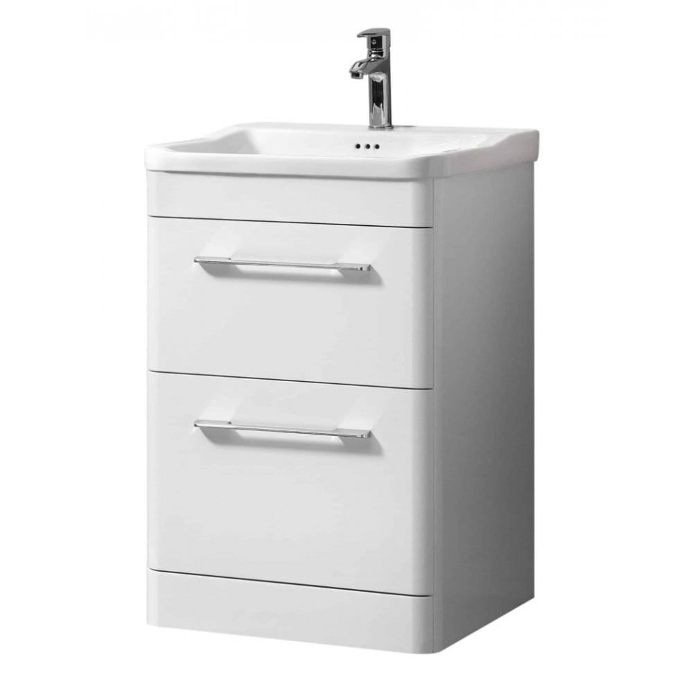 Ava 600mm Floor Standing Unit & Basin White