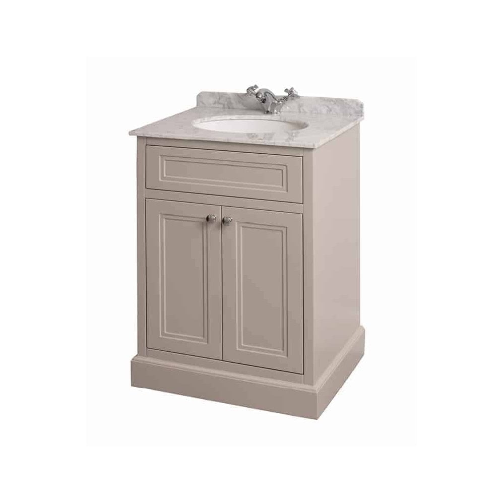Charlotte 600mm Vanity Unit Stone White With White Marble Worktop