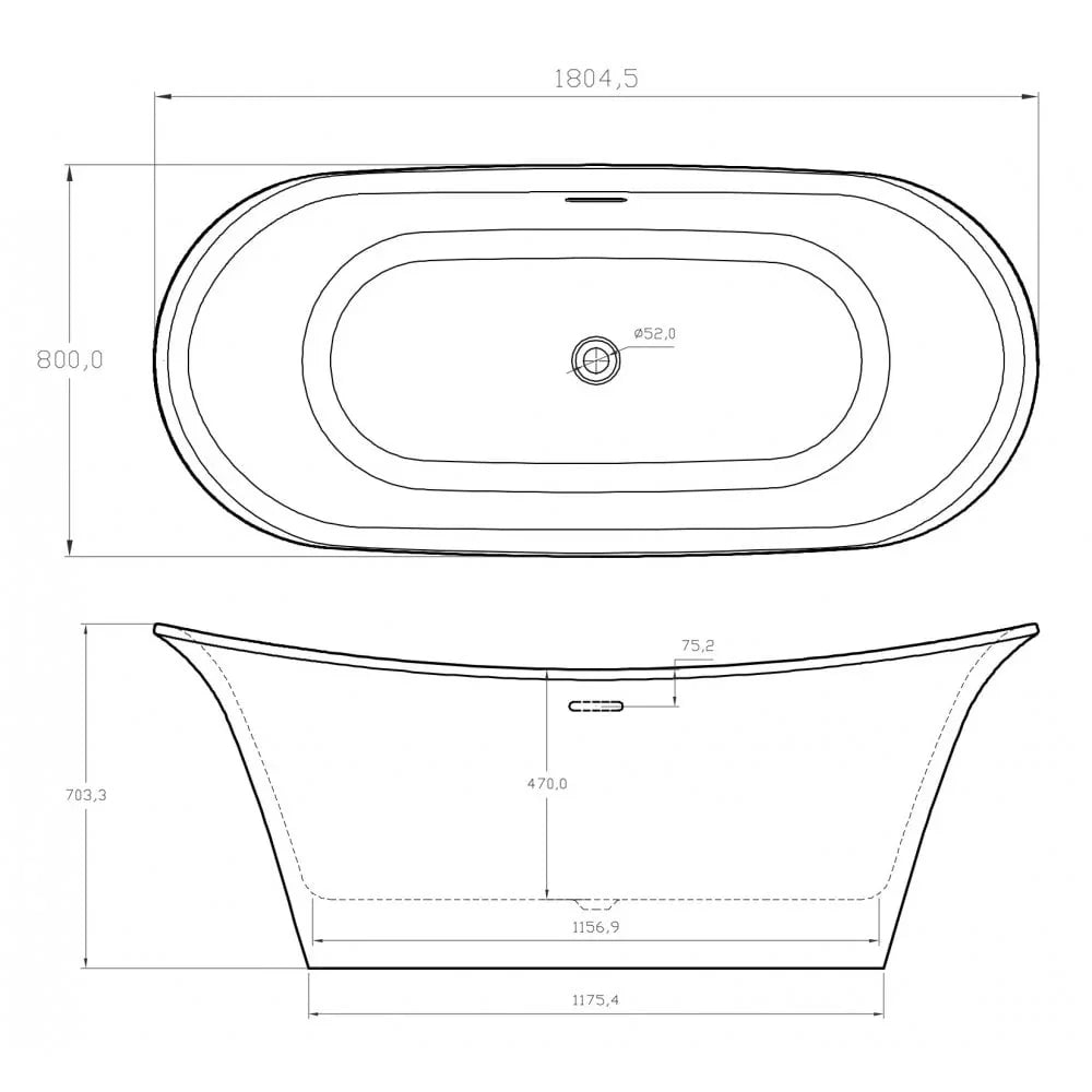 Bow Graphite 1800mm Traditional Freestanding Bath
